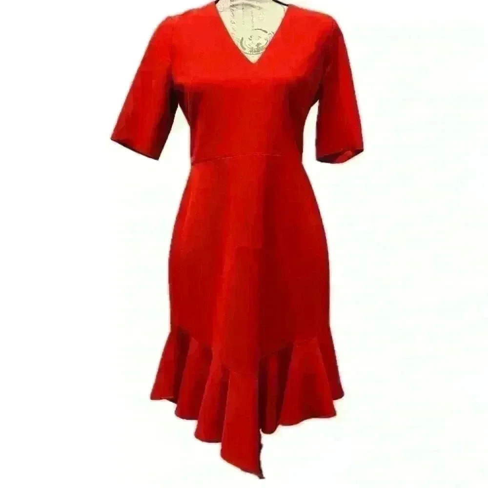 Maggie London Red Dress with Ruffle Size 4 Women’s Dress